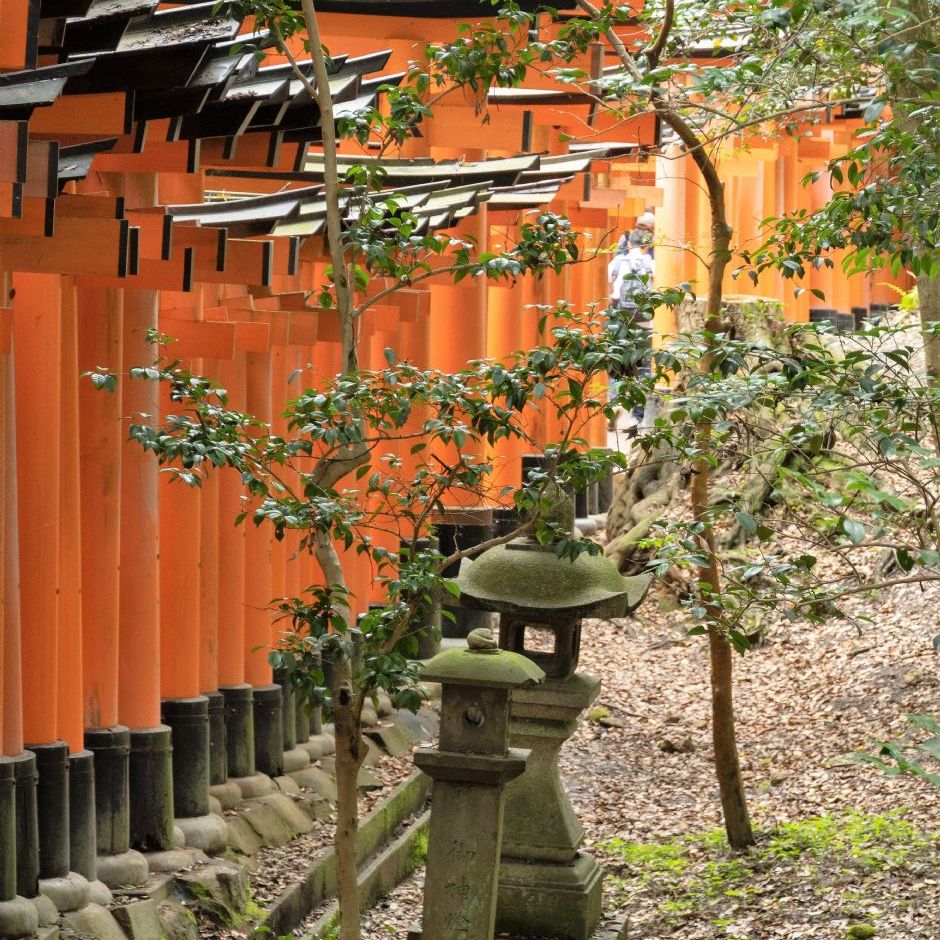 Fushimi Inari helligdommen.
Senbontorii bare smukt, her med et par gamle sten lanterner.