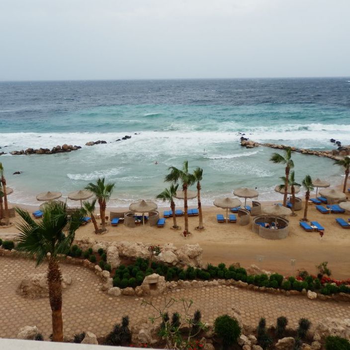 Hurghada Egypt.
Storm at the resort, waves are high. From our balcony.