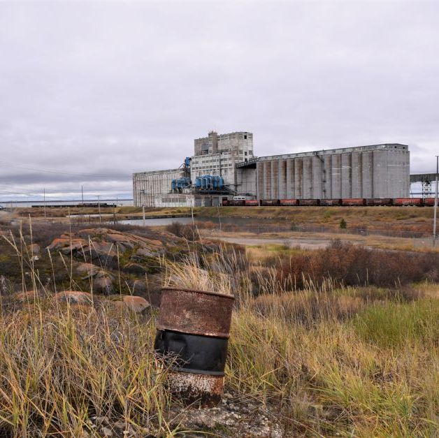 Churchill Habour with silos for grain and so on.