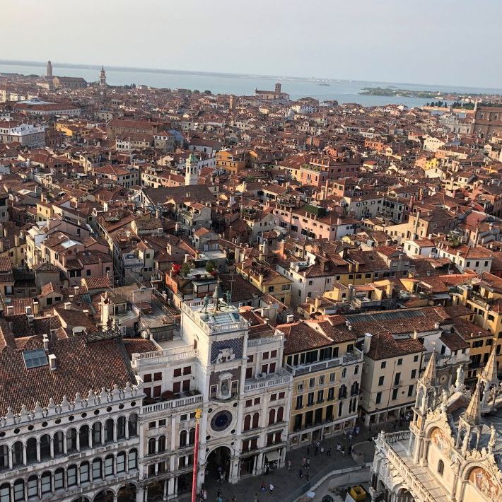 Udsigt fra Marcus tårnet ud over Venedig.
