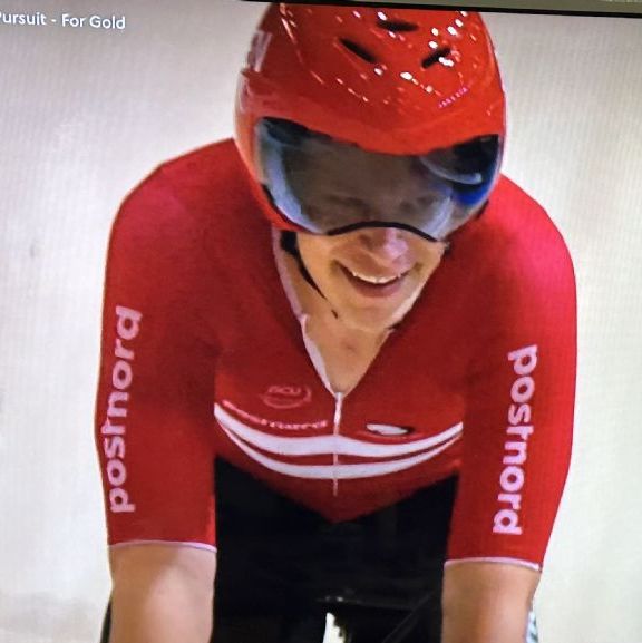 2024 VM Ballerup
Mens Team Pursuit for Gold
Denmark v. Great Britain.
En glad Tobias Aa. Hansen.